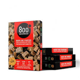 Брикеты для розжига 800 Degrees Quick Fire Up Starters для гриля, мангала, печи, 64 плитки