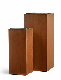 Кашпо TREEZ Effectory - Corten Steel - Высокий куб - Кортеновская сталь - Бархатистая окись