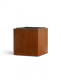 Кашпо TREEZ Effectory Corten Steel Куб. Кортеновская сталь Бархатистая окись