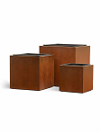 Кашпо TREEZ Effectory - Corten Steel - Куб - Кортеновская сталь - Бархатистая окись 
