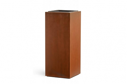 Кашпо TREEZ Effectory Corten Steel. Высокий куб Бархатистая окись