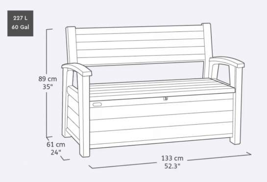 Скамья - сундук Дэко (Deco Garden Bench Ashwood) 227 л ясень