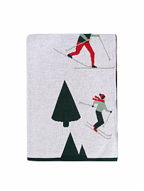 Плед из хлопка с новогодним рисунком Let's Ski из коллекции New Year Essential, 130x180 см