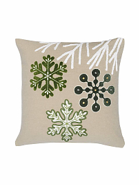 Подушка декоративная с вышивкой Snow flakes из коллекции New Year Essential, 45х45 см