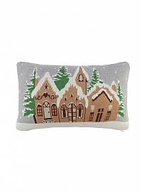 Подушка вязаная с новогодним рисунком Christmas Village из коллекции New Year Essential, 40x60 см